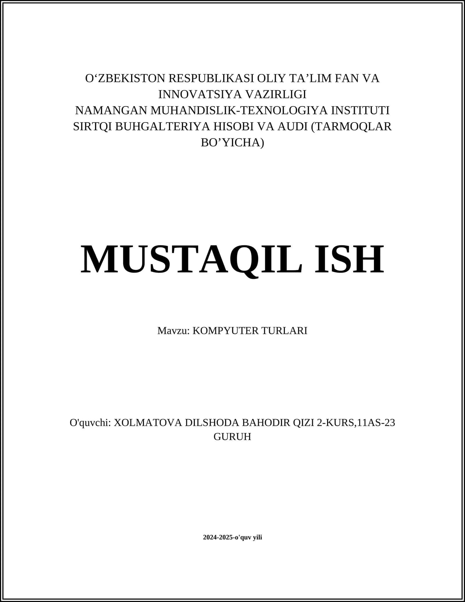 KOMPYUTER TURLARI