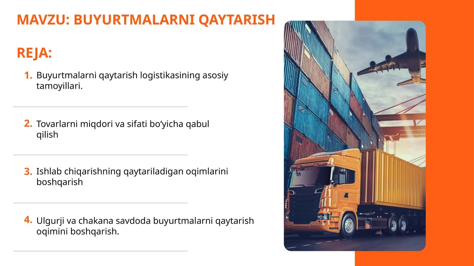 BUYURTMALARNI QAYTARISH