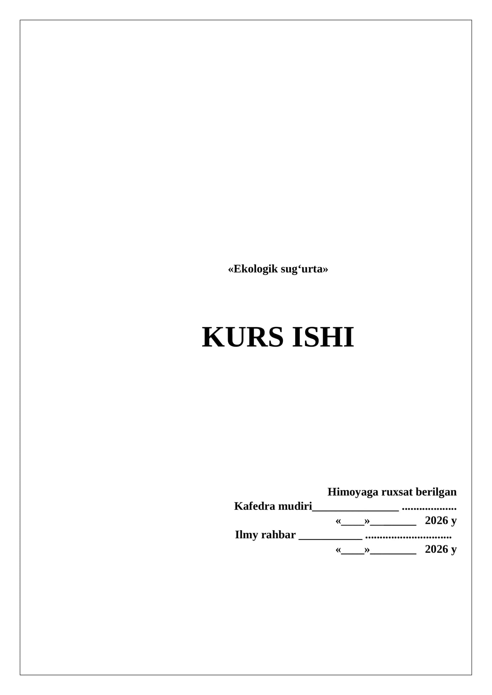 EKOLOGIK SUGʻURTA