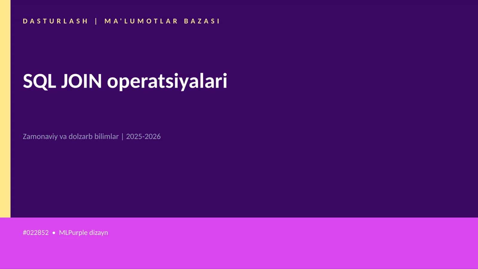 SQL JOIN operatsiyalari