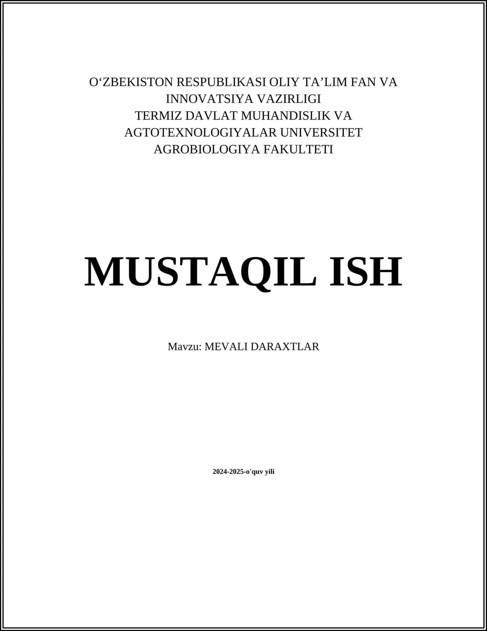 MEVALI DARAXTLAR