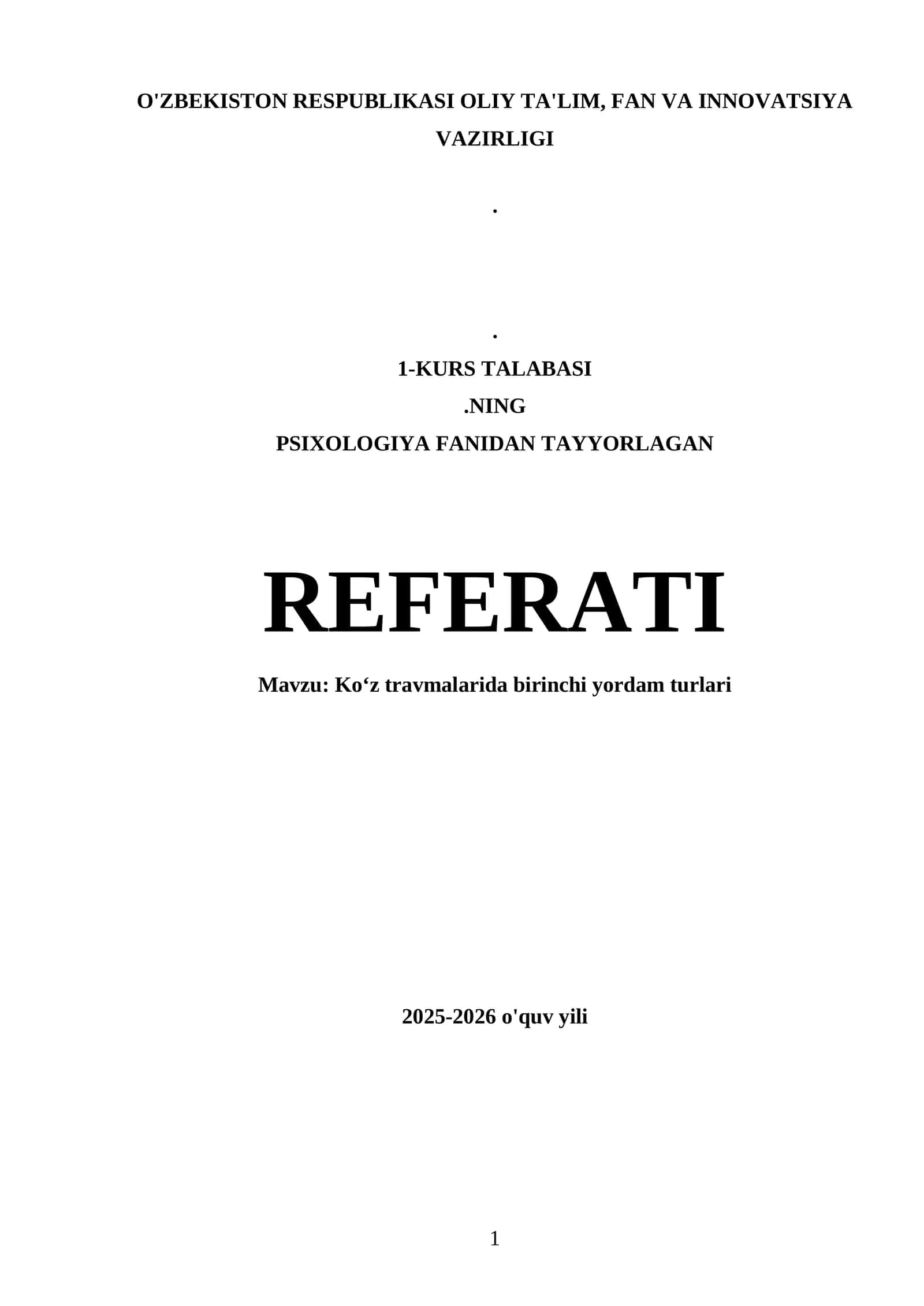 Koʻz travmalarida birinchi yordam turlari