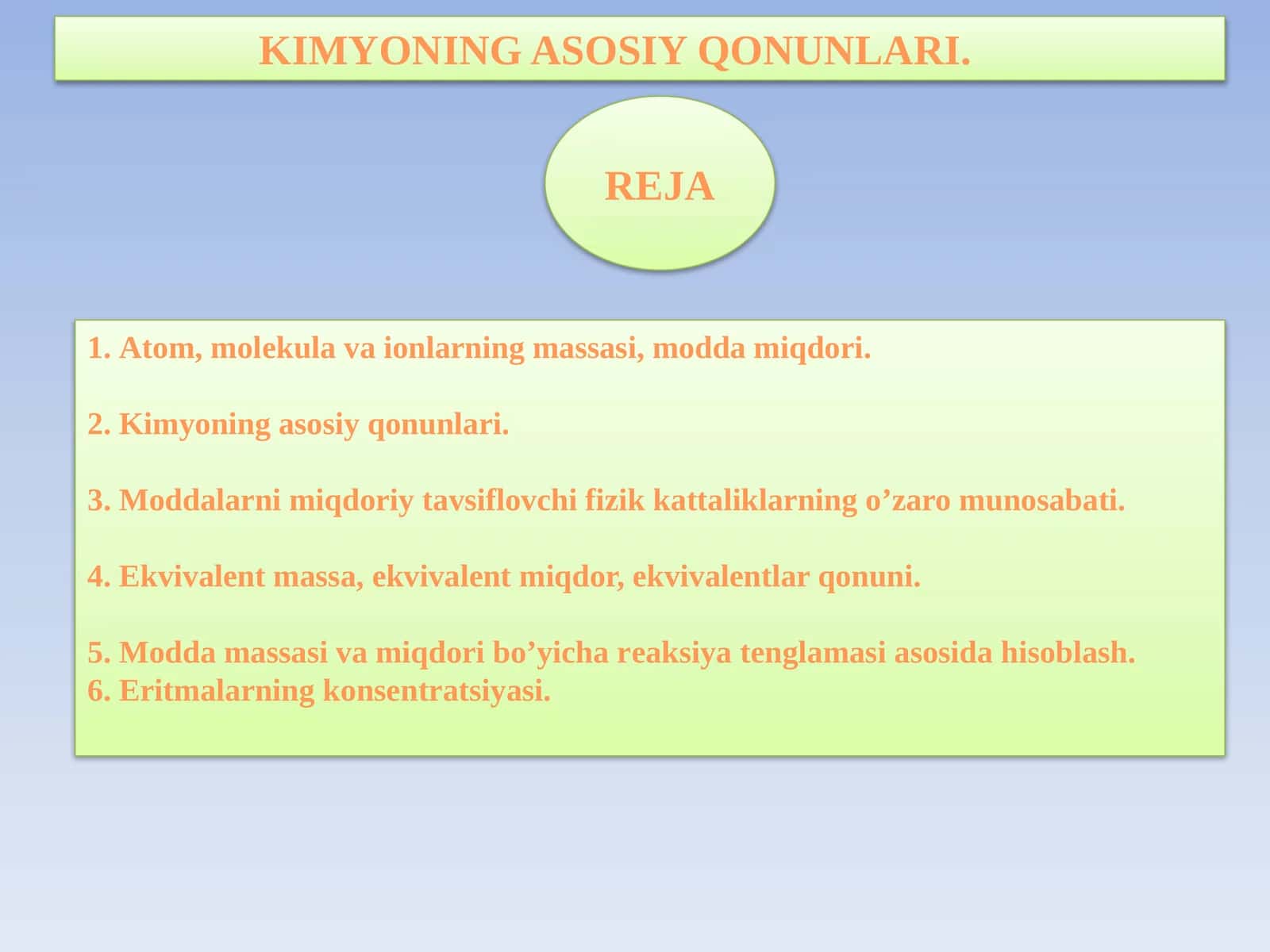 Kimyoning asosiy qonunlari