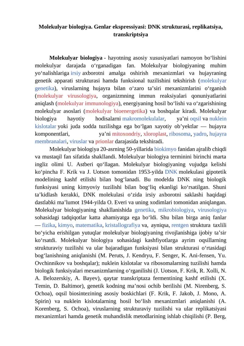 Molekulyar biologiya
