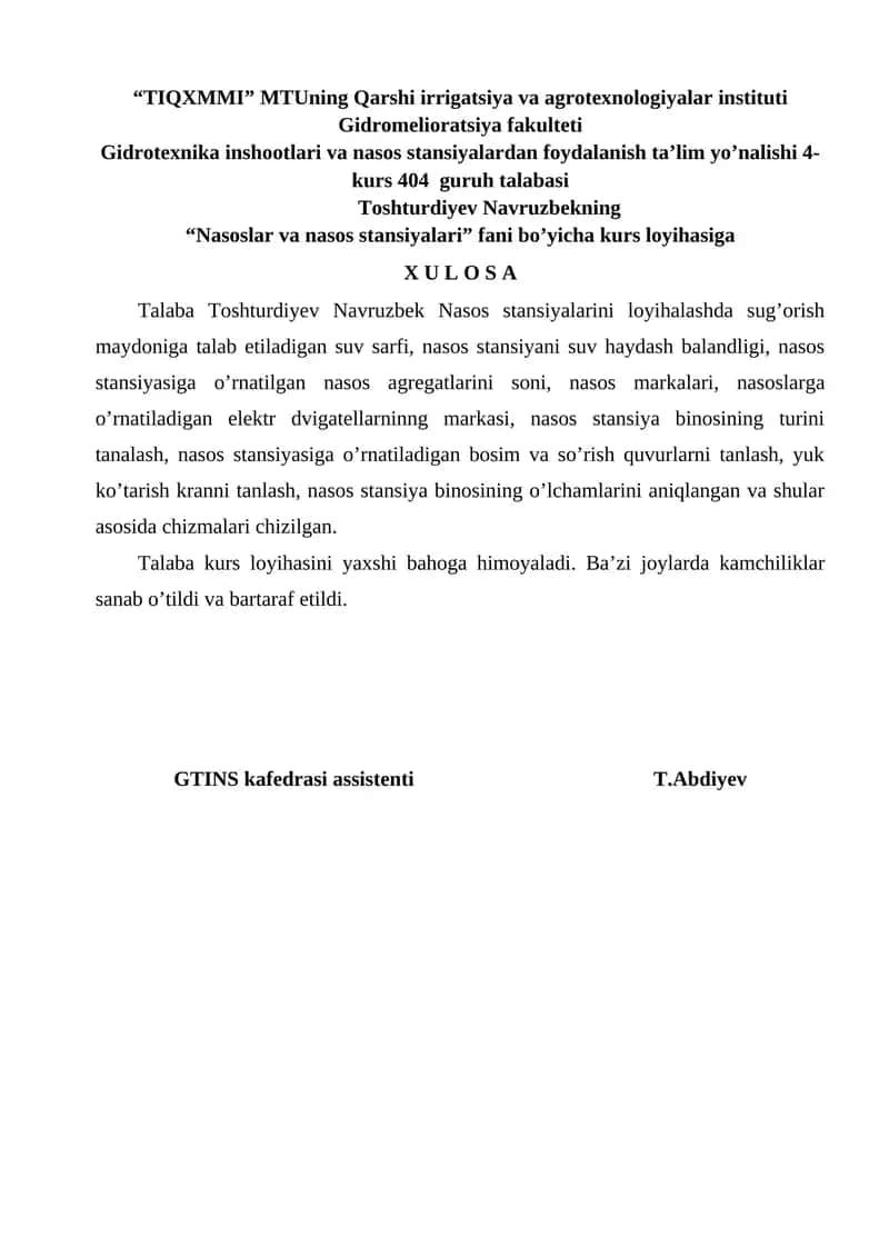 Nasoslar va nasos stansiyalari