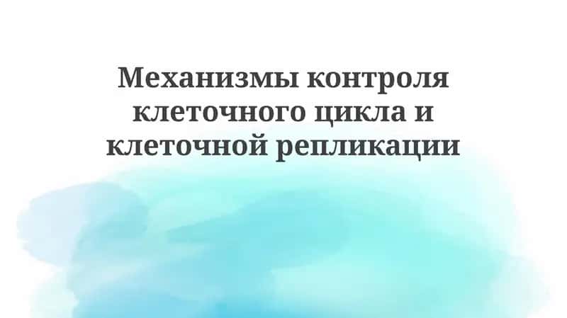 Механизмы контроля клеточного цикла и клеточной репликации