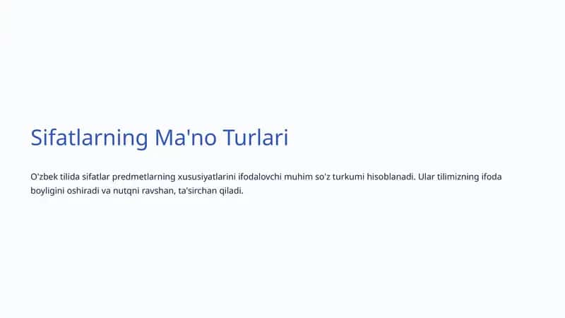 Sifatlarning Ma'no Turlari