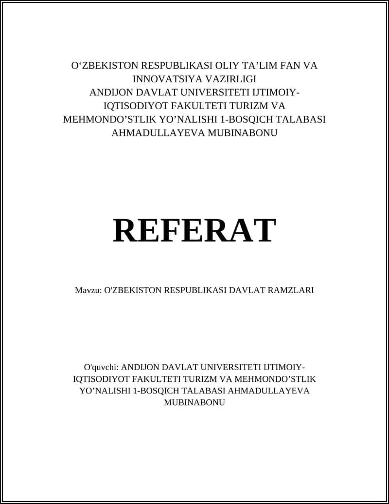 O'ZBEKISTON RESPUBLIKASI DAVLAT RAMZLARI