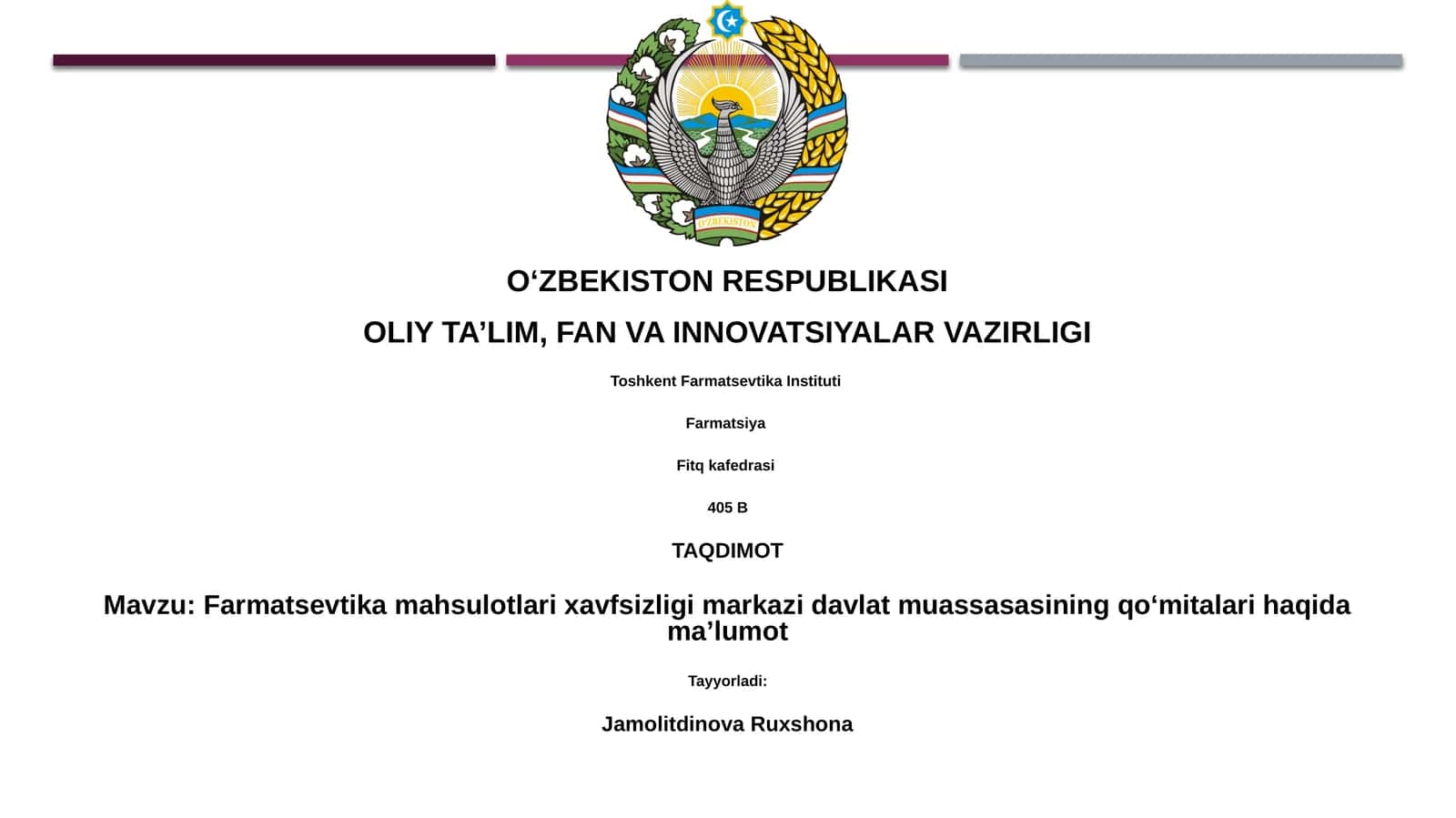 Farmatsevtika mahsulotlari xavfsizligi markazi davlat muassasasining qo‘mitalari haqida ma’lumot