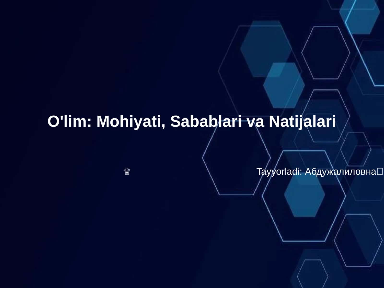 O'lim: Mohiyati, Sabablari va Natijalari