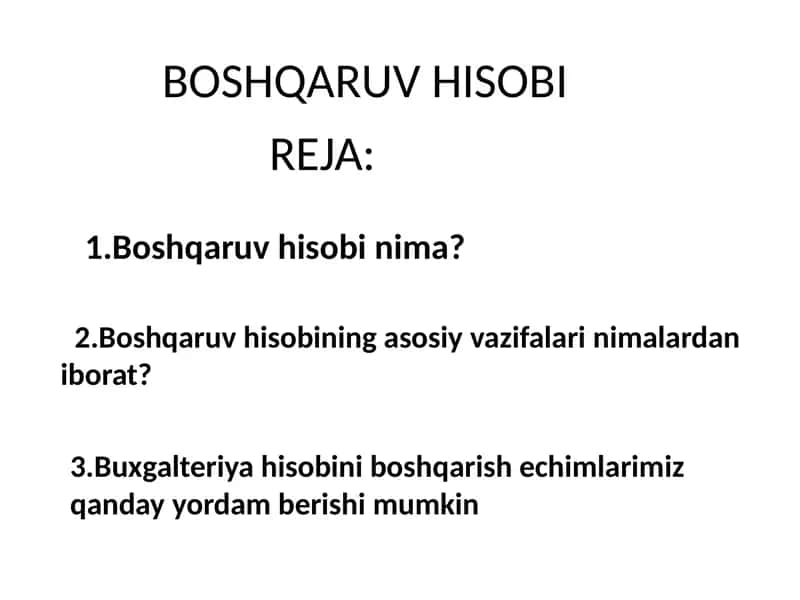Boshqaruv Hisobi