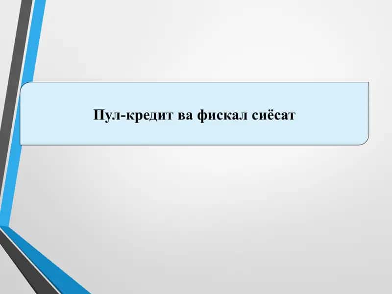 Pul-credit va fiskal siyosat