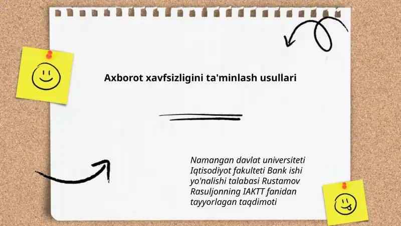 Axborot xavfsizligini ta'minlash usullari