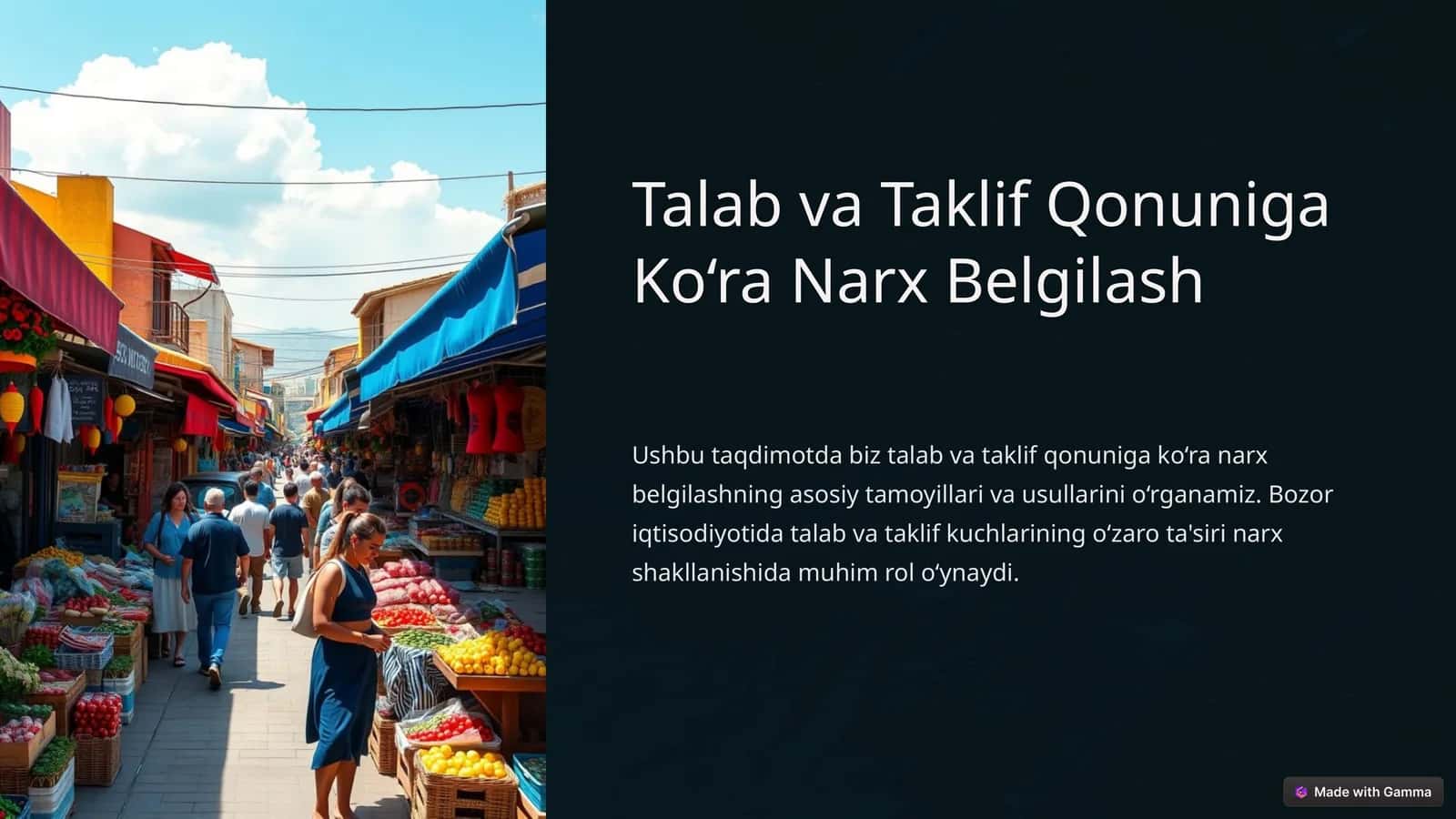 Talab va Taklif Qonuniga Ko‘ra Narx Belgilash