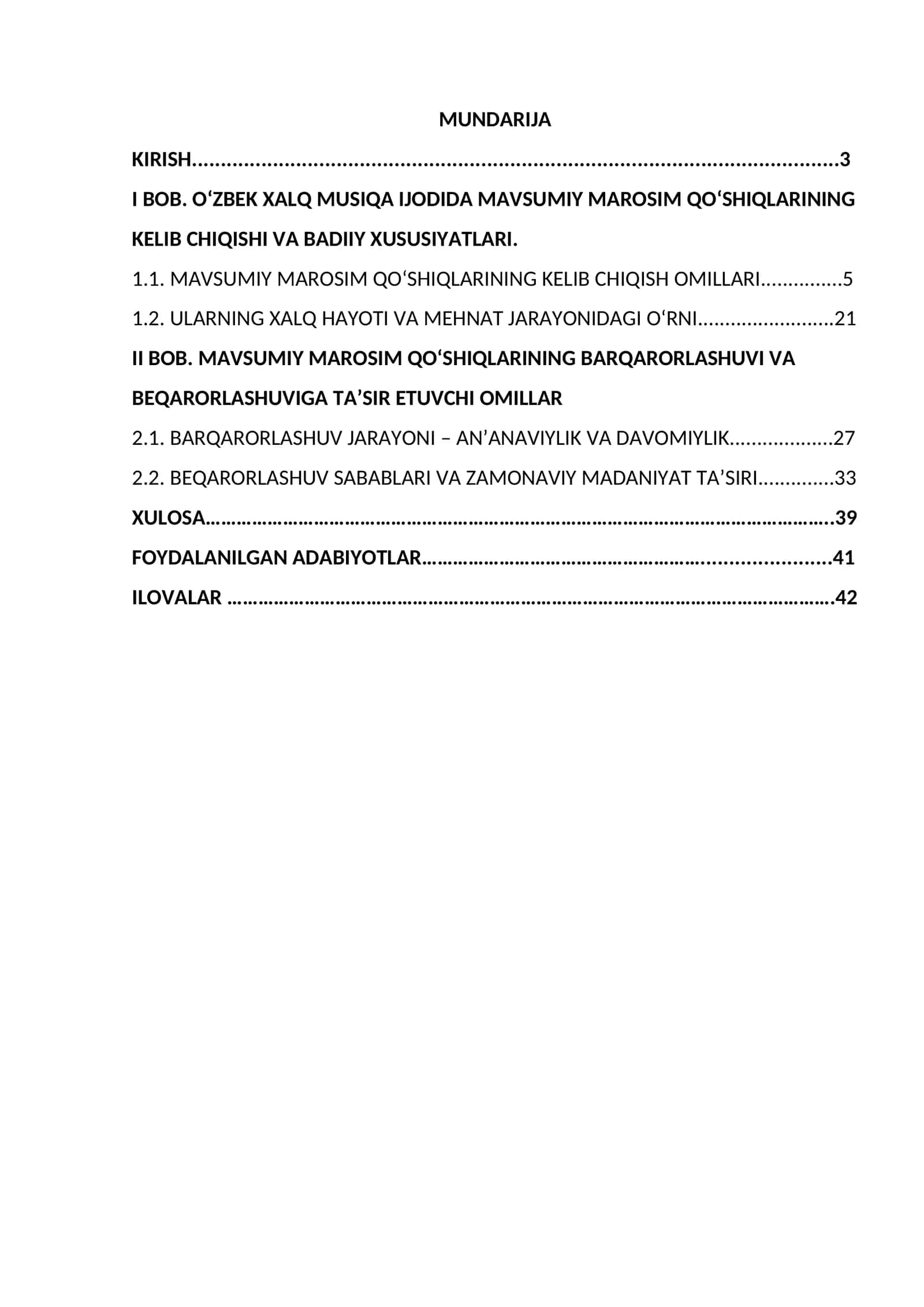 O‘zbek xalq musiqa ijodida mavsumiy marosim qo’shiqlarining barqarorlashuvi va beqarorlashuvi.