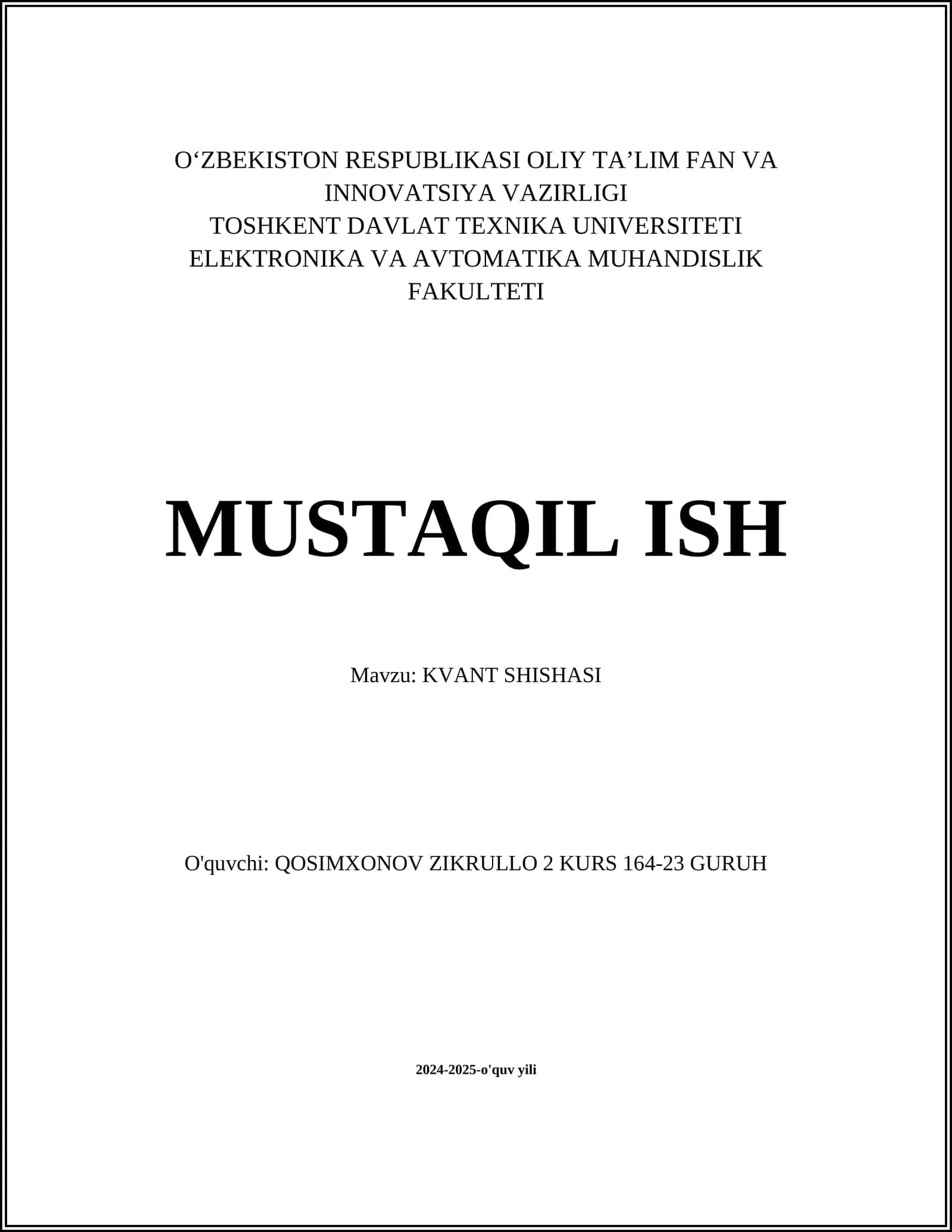 KVANT SHISHASI