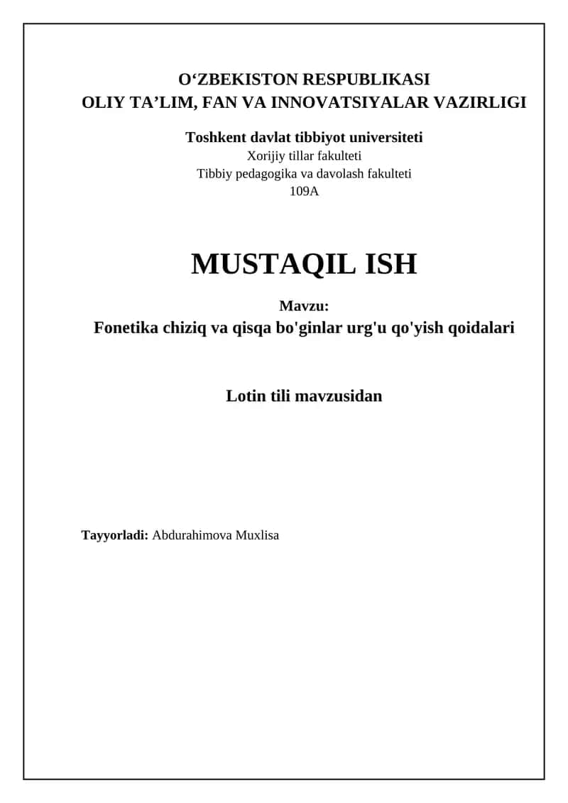 Fonetika chiziq va qisqa bo'ginlar urg'u qo'yish qoidalari