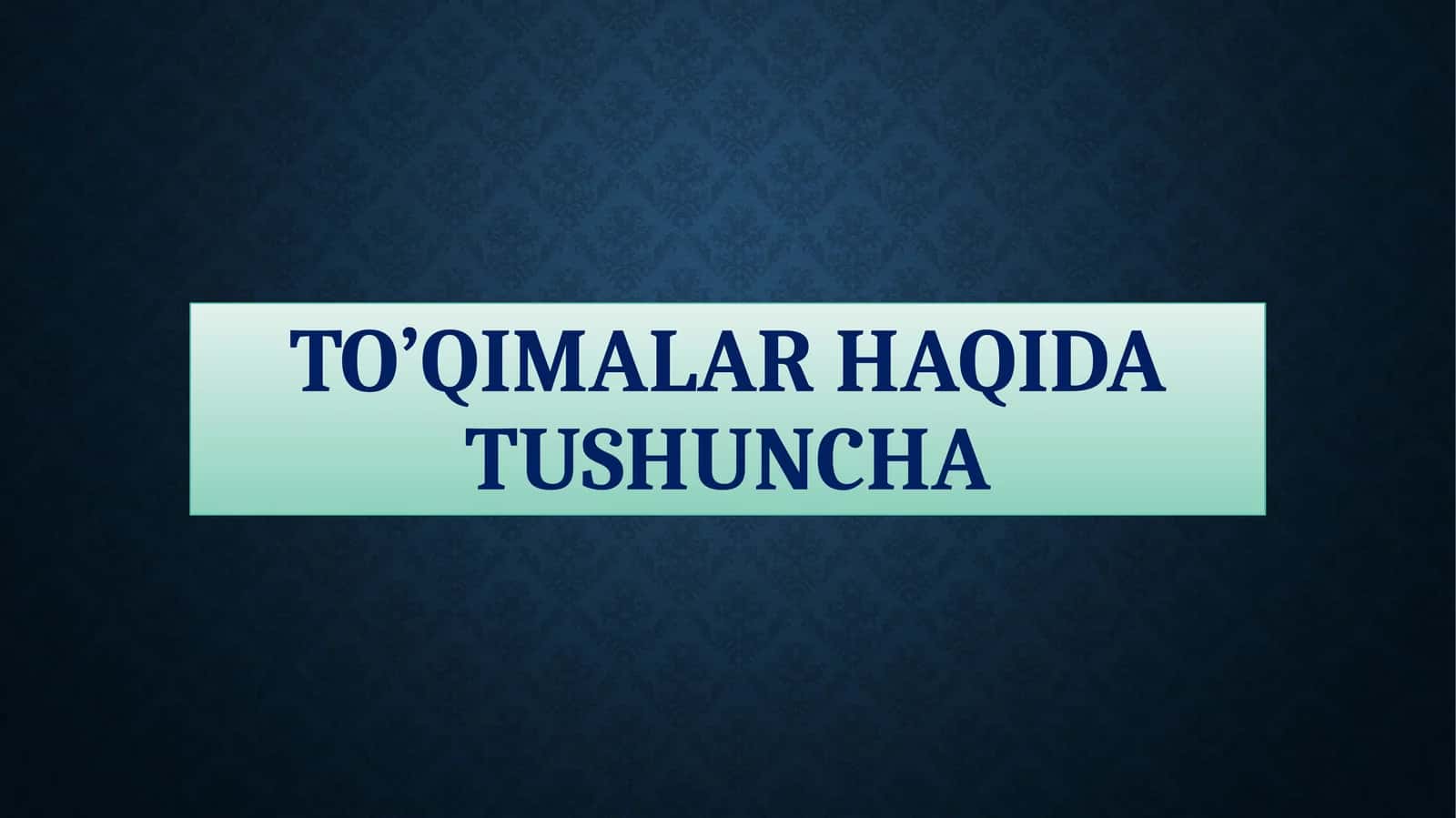 To'qimalar haqida tushuncha