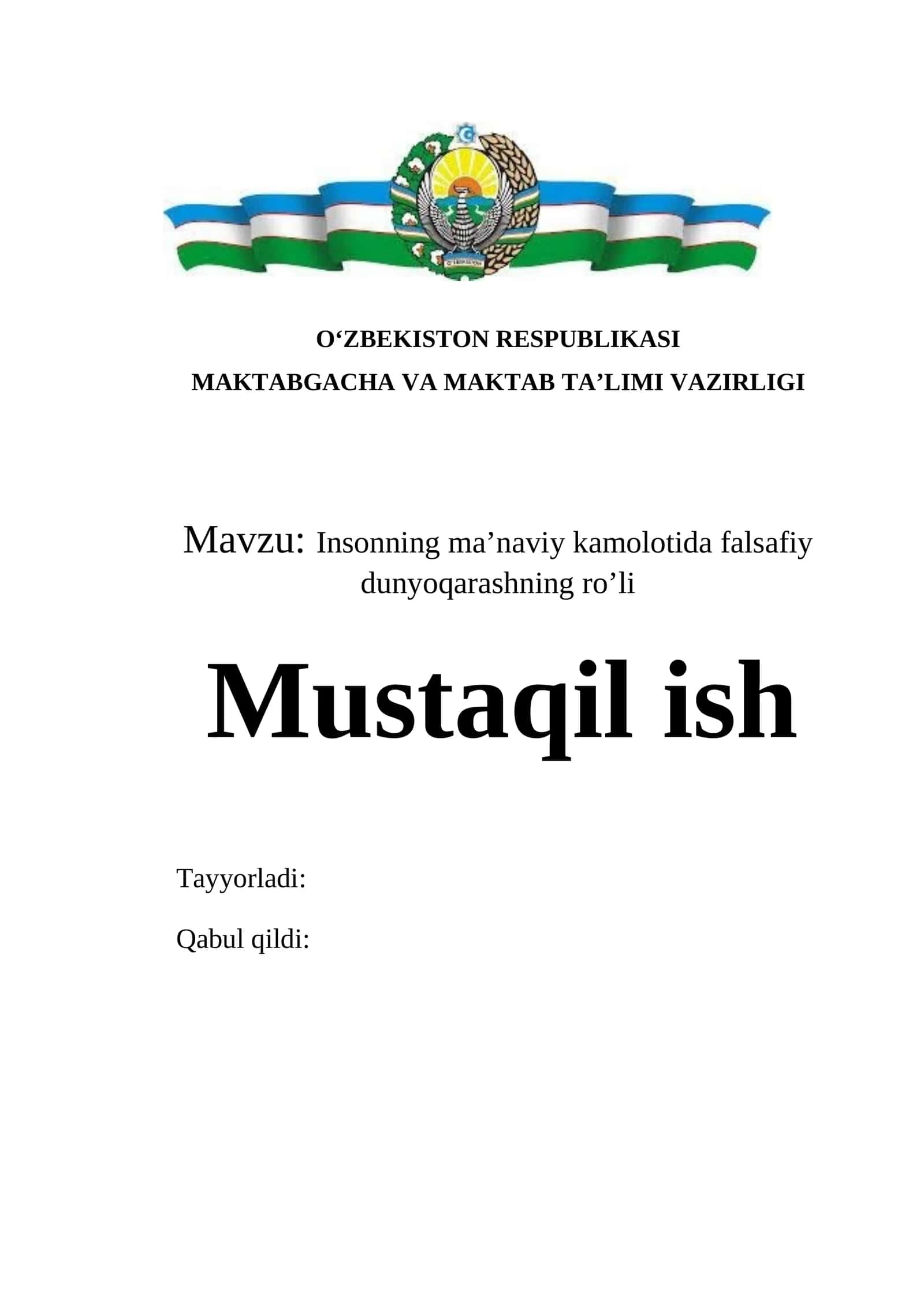 Insonning ma’naviy kamolotida falsafiy dunyoqarashning ro’li