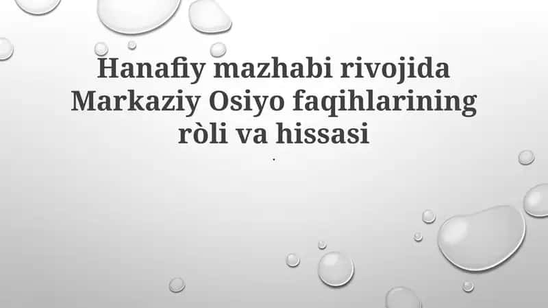 Markaziy Osiyo faqihlarining ròli va hissasi