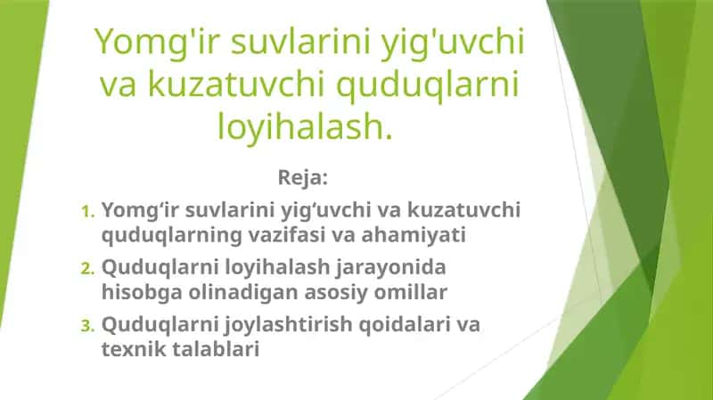 Yomg'irsuvlarini yig'uvchi va kuzatuvchi quduqlar
