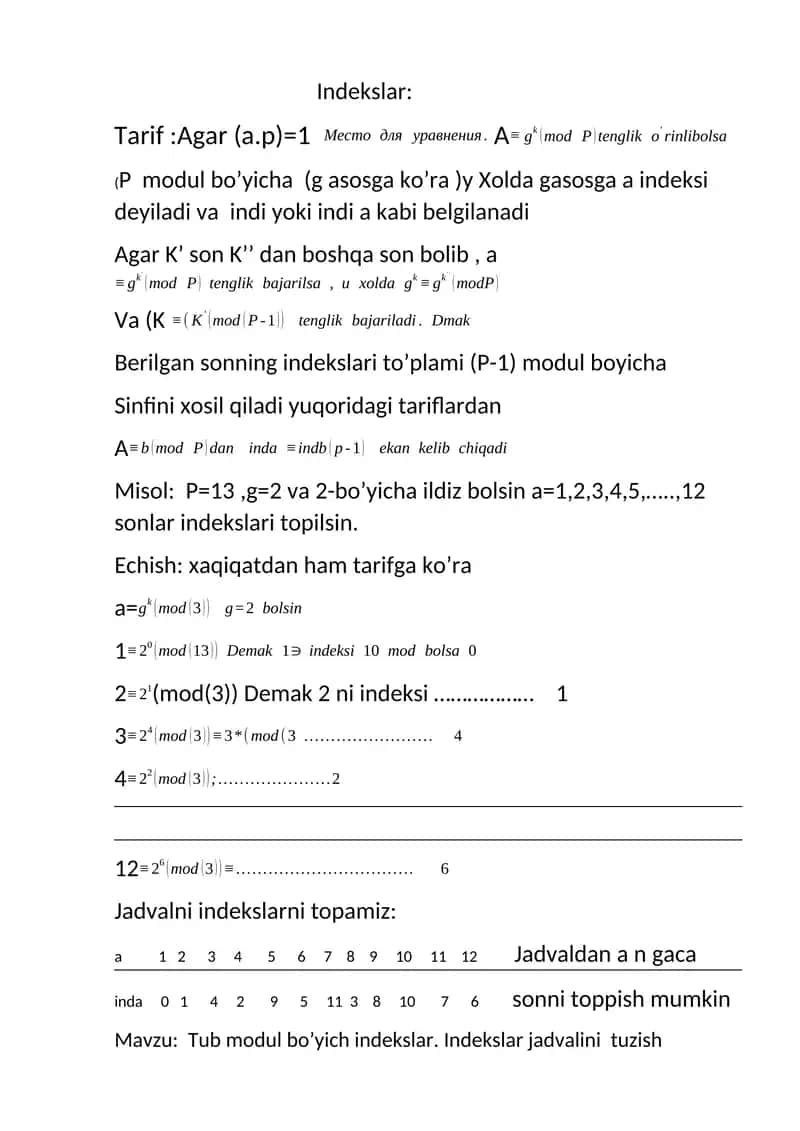 Indekslar