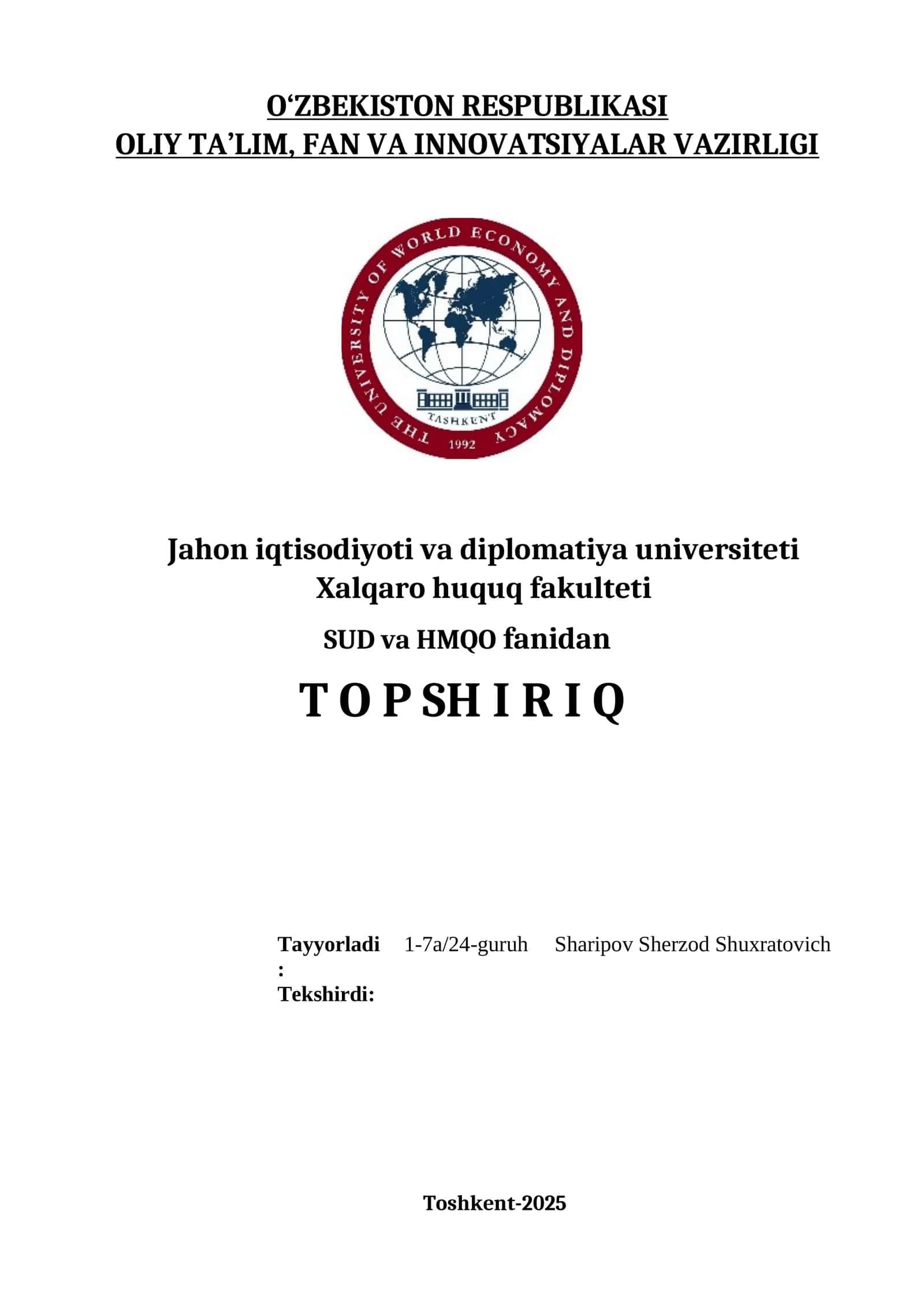 Xorijiy mamlakat Germaniya bilan O’zbekiston Respublikasi Sud va huquqni muhofaza qiluvchi organlar faoliyati yuzasidan o’zaro tahlil.