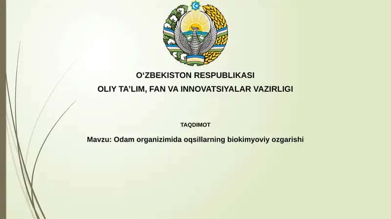 Odam organizimi da oqsillarning biokimyoviy ozgarishi