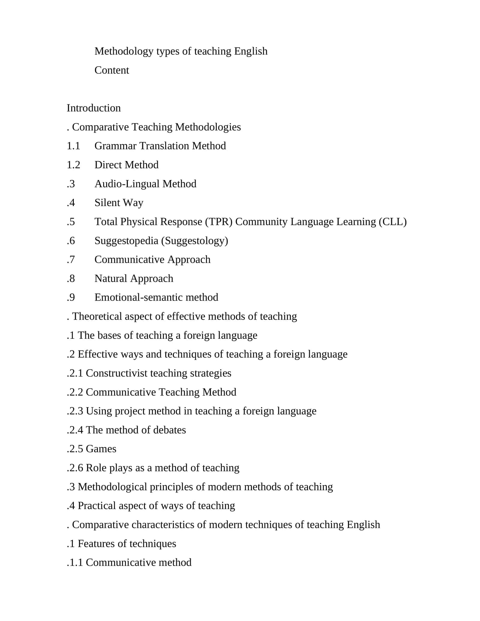 Methodology types of teaching English