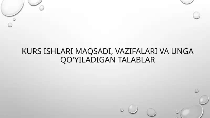 Kurs ishiga qo’yiladigan talablar