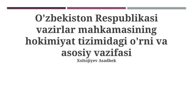 Vazirlar Mahkamasining Asosiy Vazifalari va Funktsiyalari