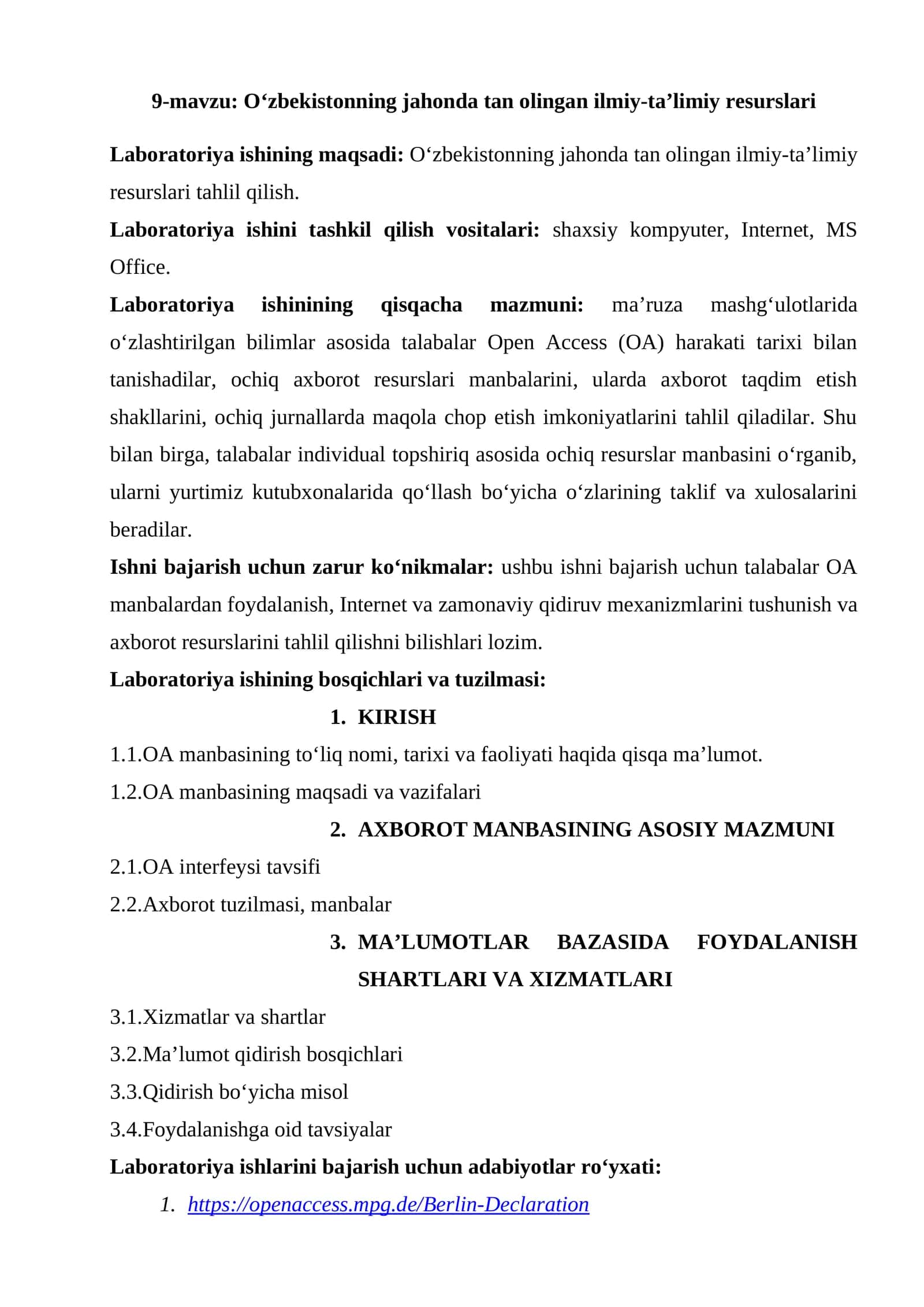 O‘zbekistonning jahonda tan olingan ilmiy-ta’limiy resurslari