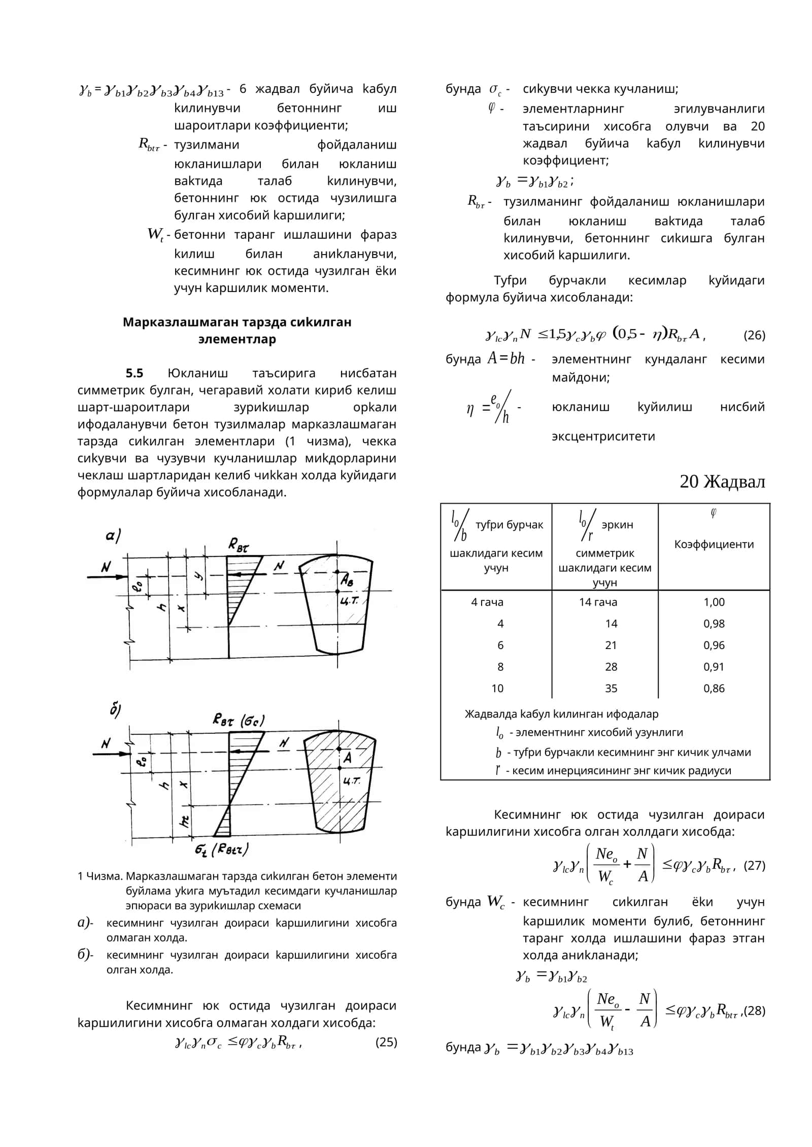 Чизма. Марказлашмаган тарзда сиkилган бетон элементи