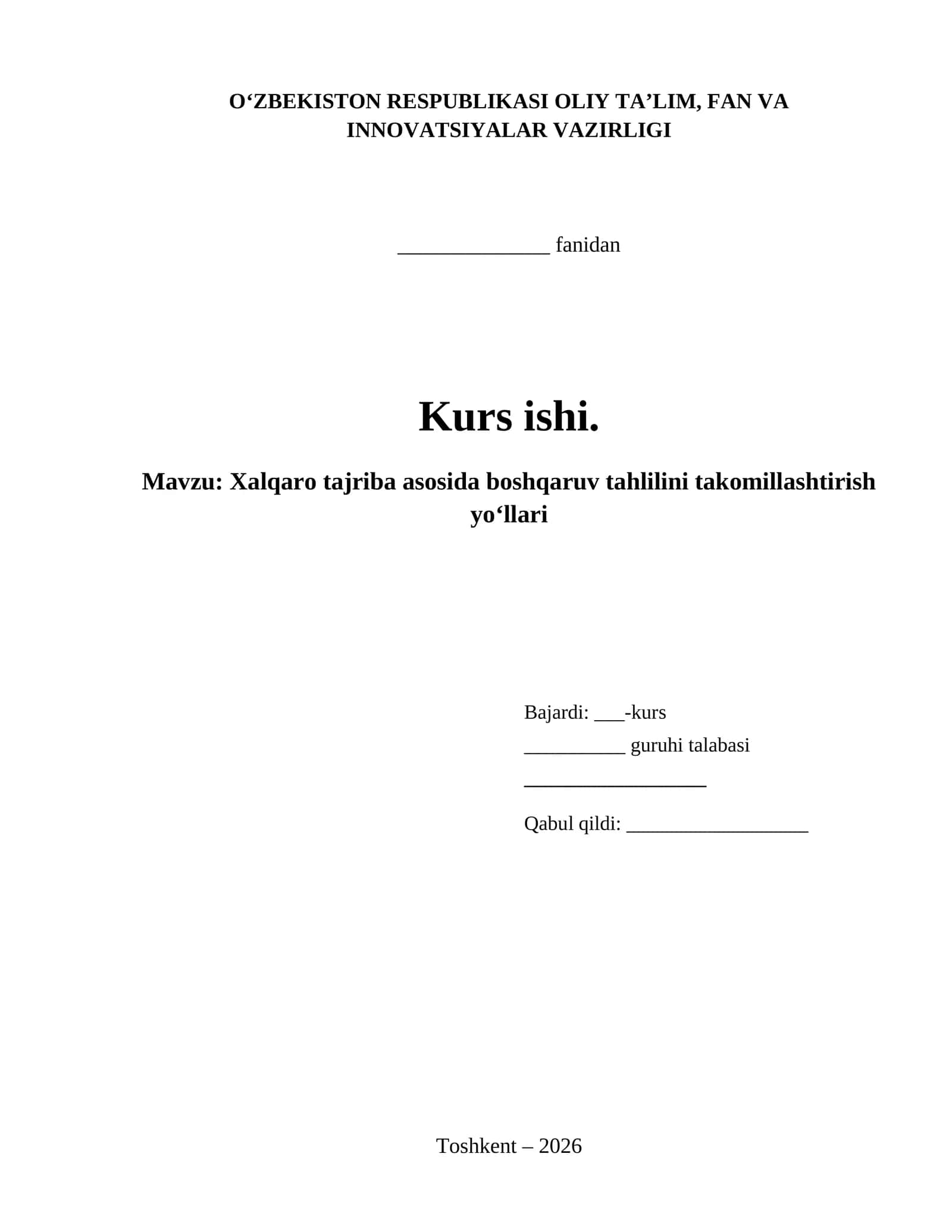 Xalqaro tajriba asosida boshqaruv tahlilini takomillashtirish yo‘llari