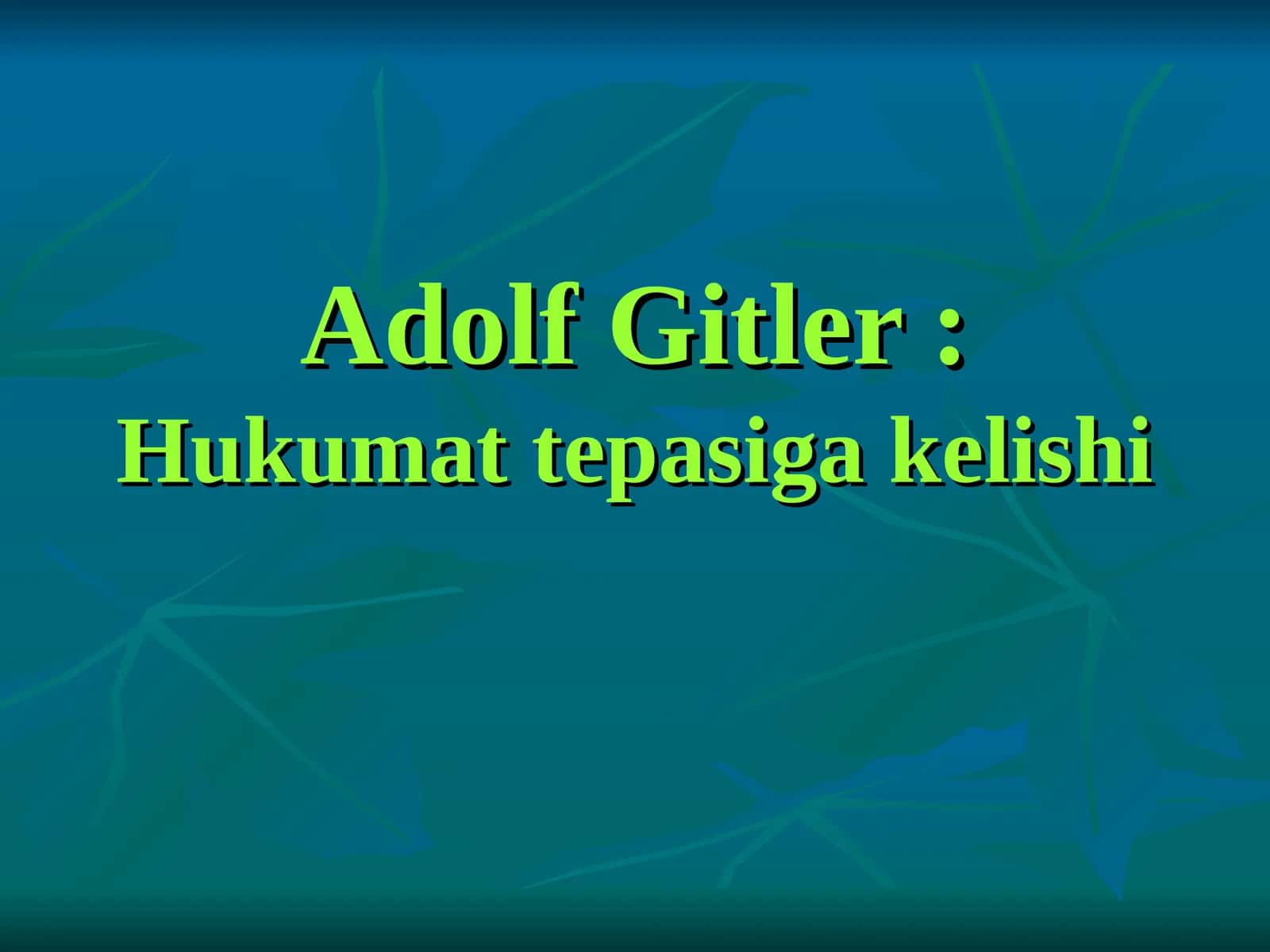 Adolf Gitler:Hukumat tepasiga kelishi
