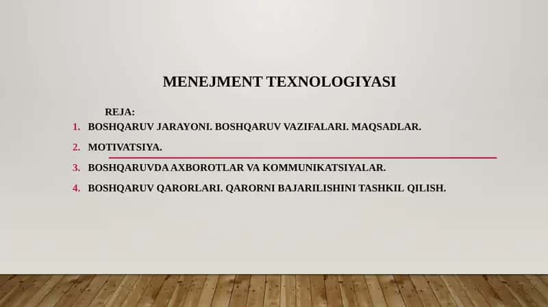 Menejment texnologiyasi