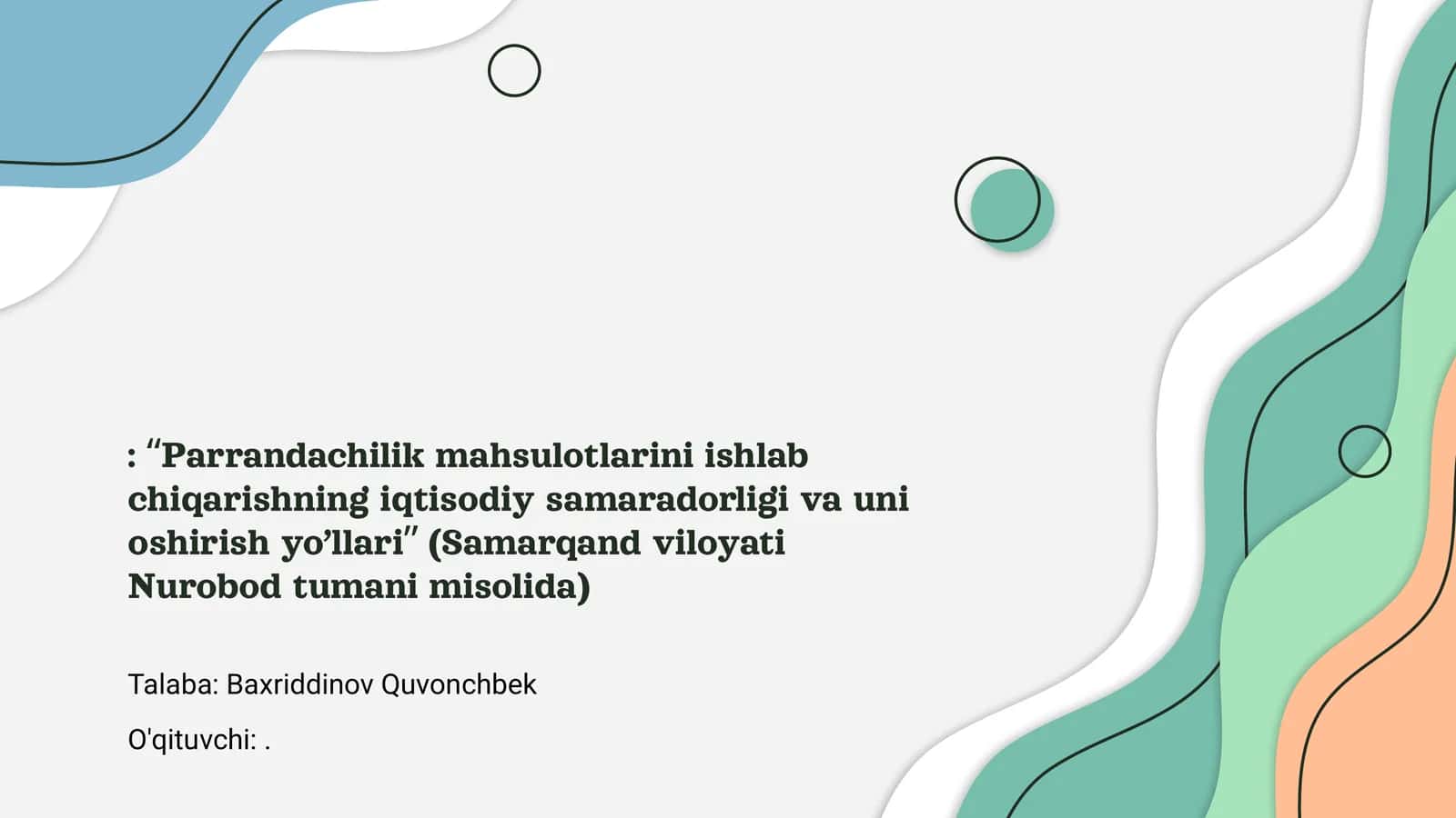 Parrandachilik mahsulotlarini ishlab chiqarishning iqtisodiy samaradorligi va uni oshirish yo’llari
