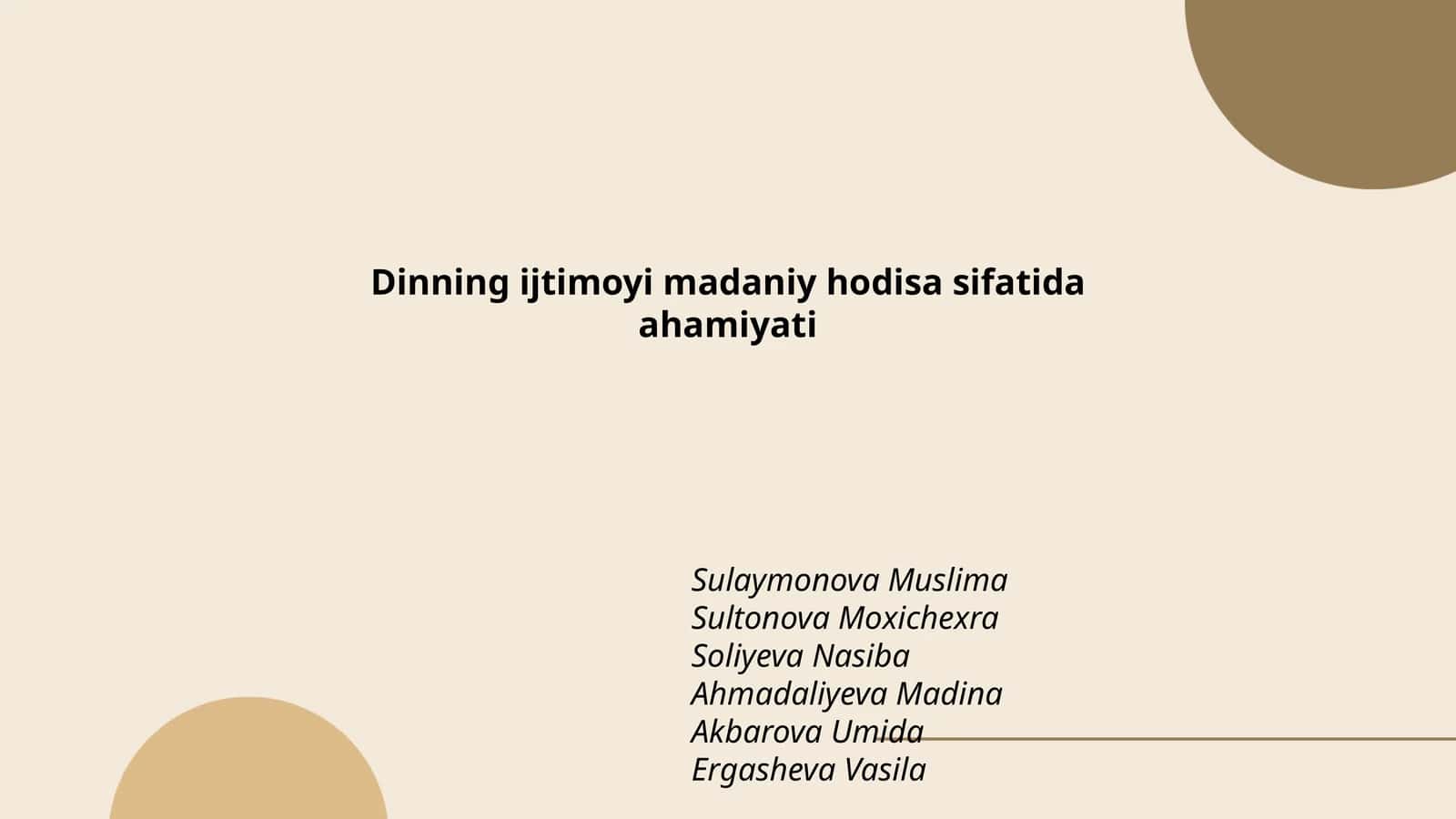 Dinning ijtimoyi madaniy hodisa sifatida ahamiyati