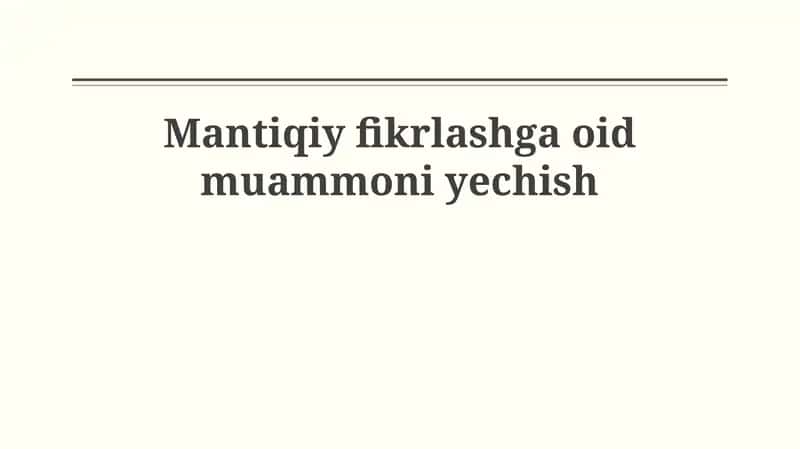 Mantiqiy Fikrlash