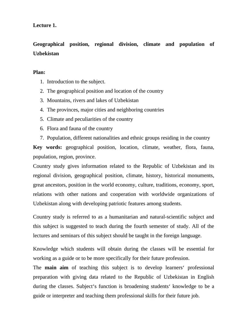 Country Study of Uzbekistan