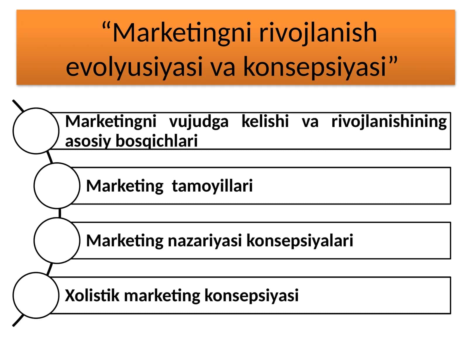 Marketingni rivojlanish evolyusiyasi va konsepsiyasi
