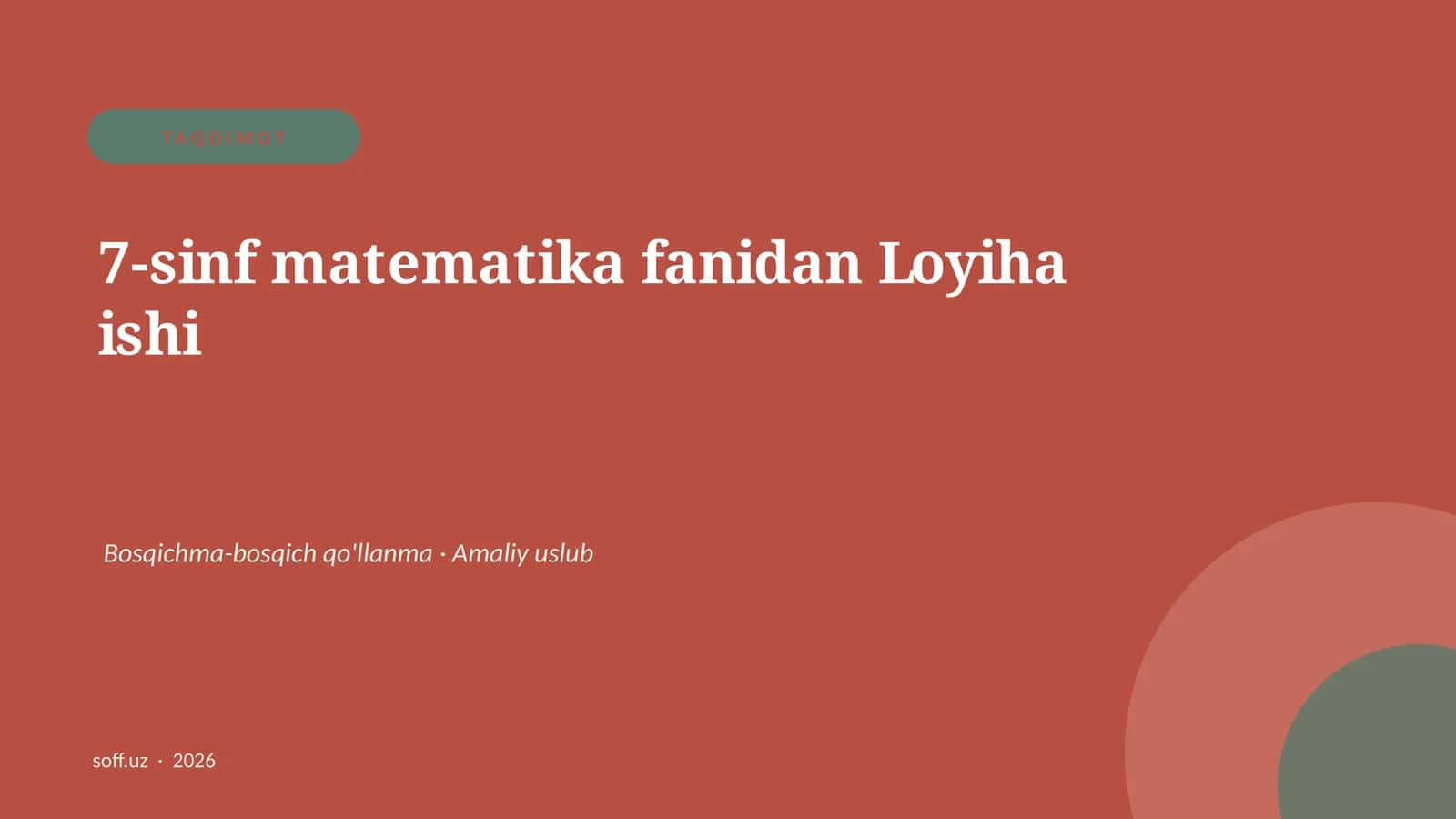 7-sinf matematika fanidan Loyiha ishi