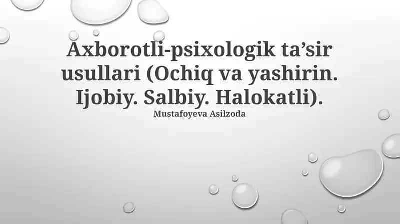 Axborotli-psixologik ta’sir usullari