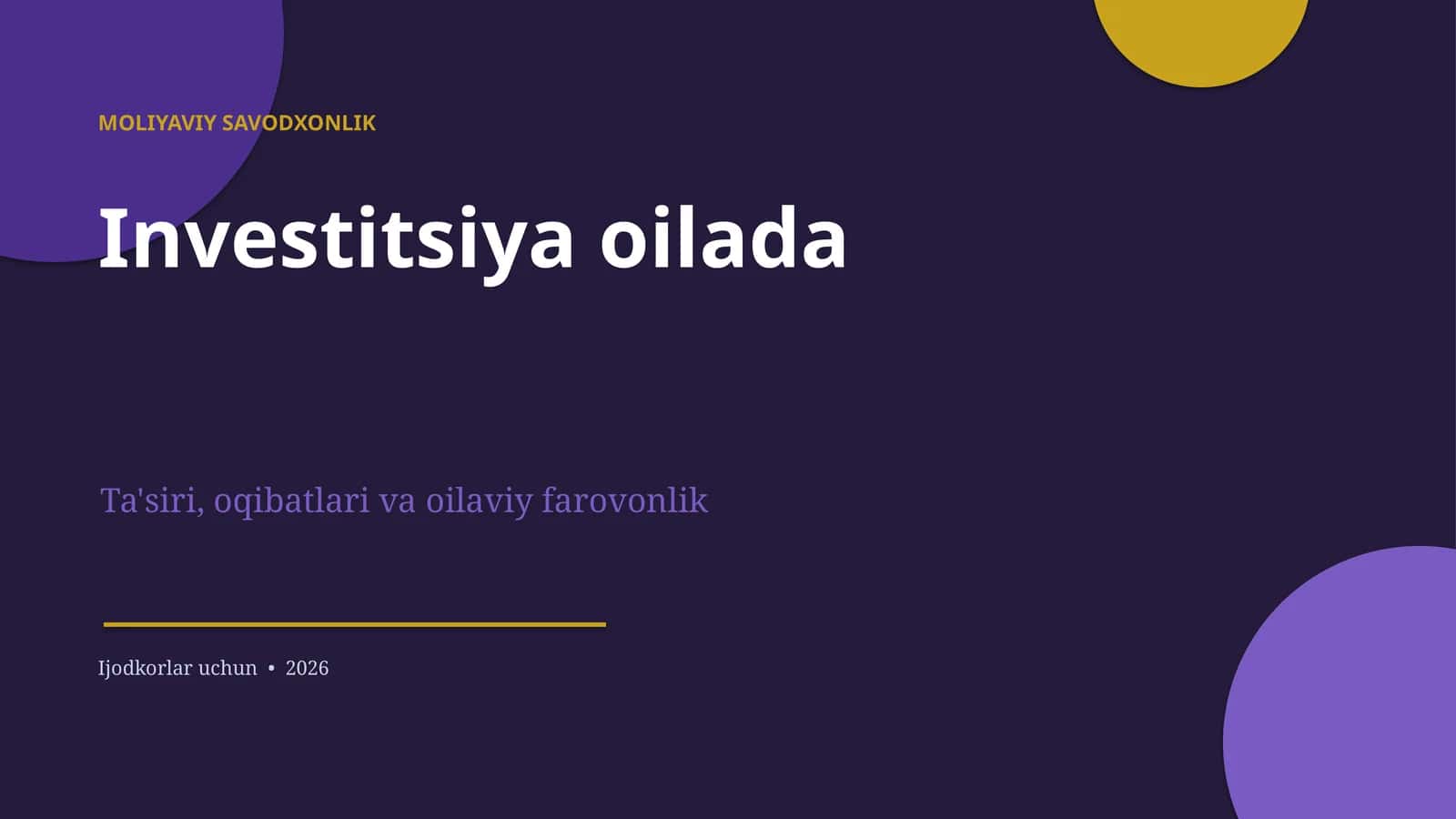MOLIYAVIY SAVODXONLIK