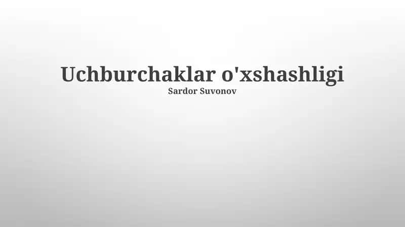 O'xshash uchburchaklar o'xshashligi