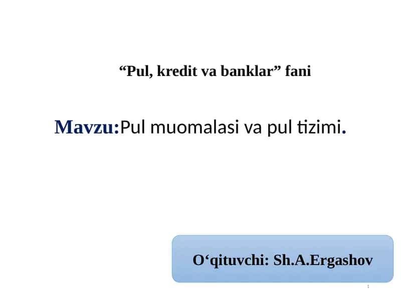 Pul muomalasi va pul tizimi