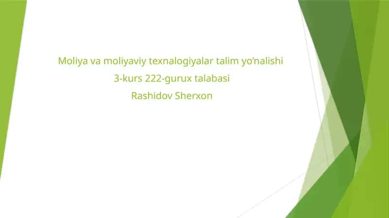 Moliyaviy texnologiyalar talim yonalishi 3-kurs