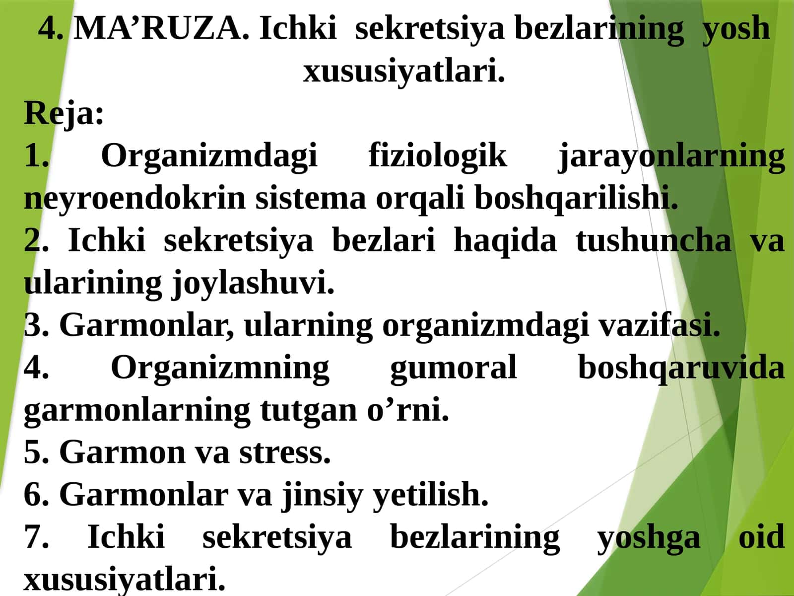 Ichki sekretsiya bezlarining yosh xususiyatlari