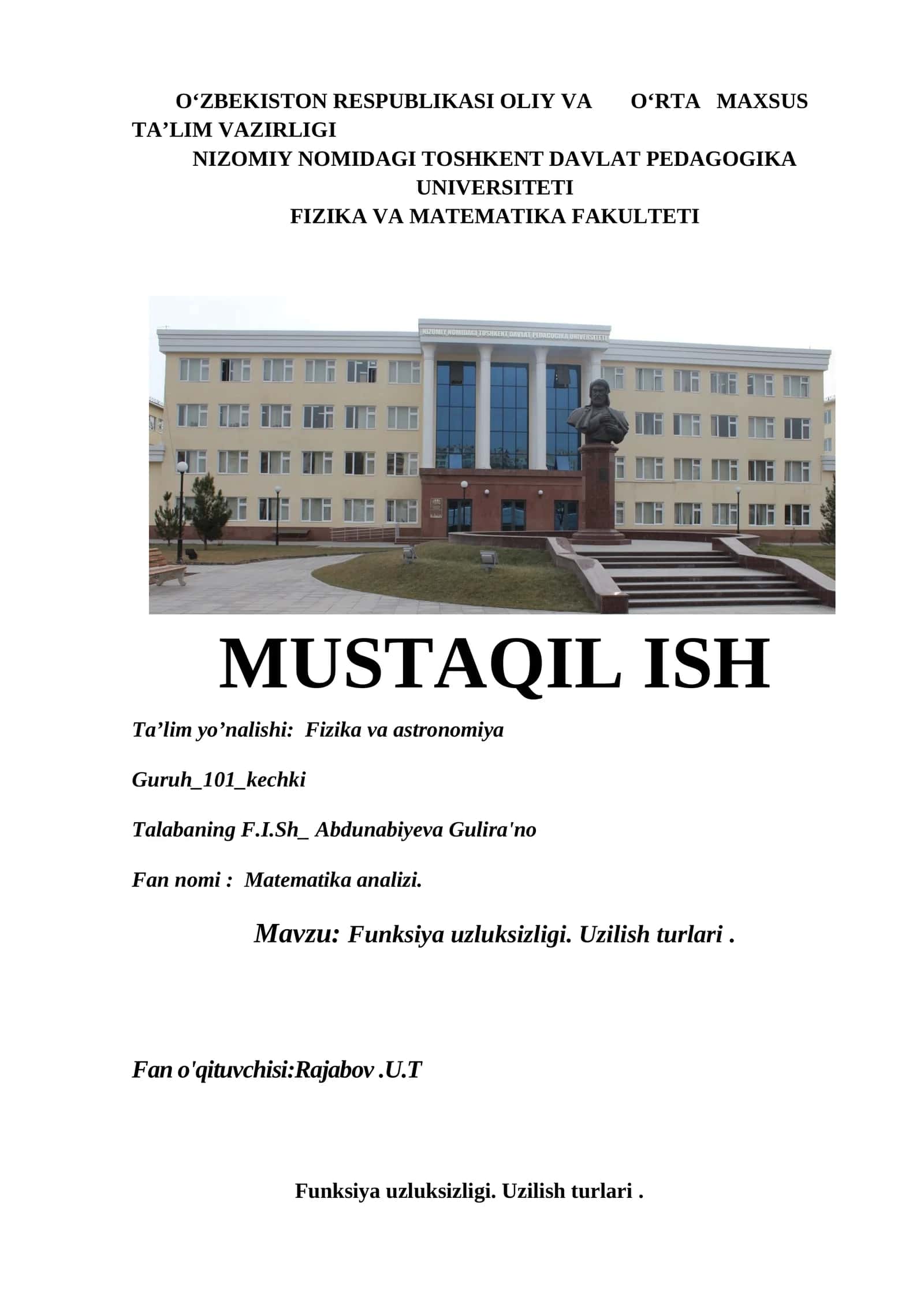 Funksiya uzluksizligi