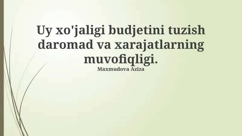 Daromad va xarajatlarni tushunish